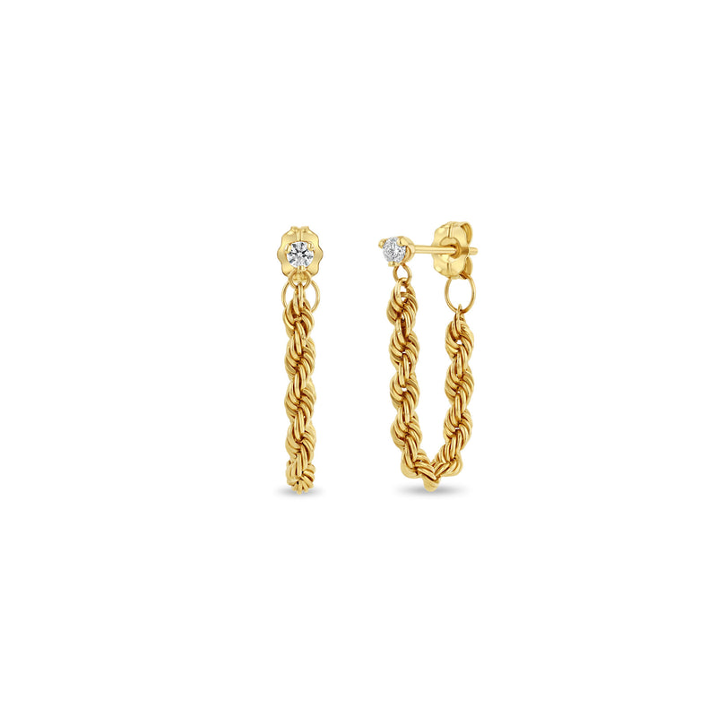 Zoë Chicco 14k Gold Medium Rope Chain Huggie Earrings