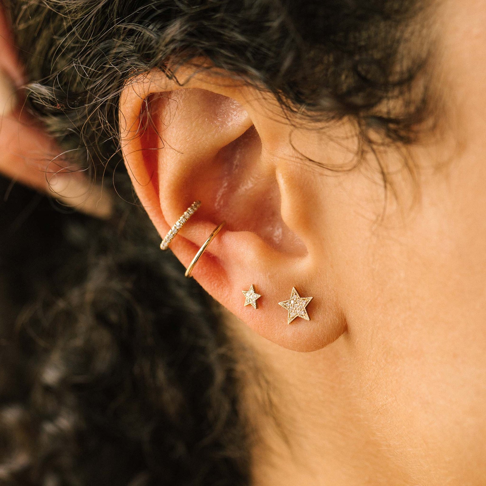 Zoe Chicco♡K14ゴールドリンクダイヤモンドスタッドピアス Zoë Chicco 14k Gold Linked Mixed Diamond Medium Drop