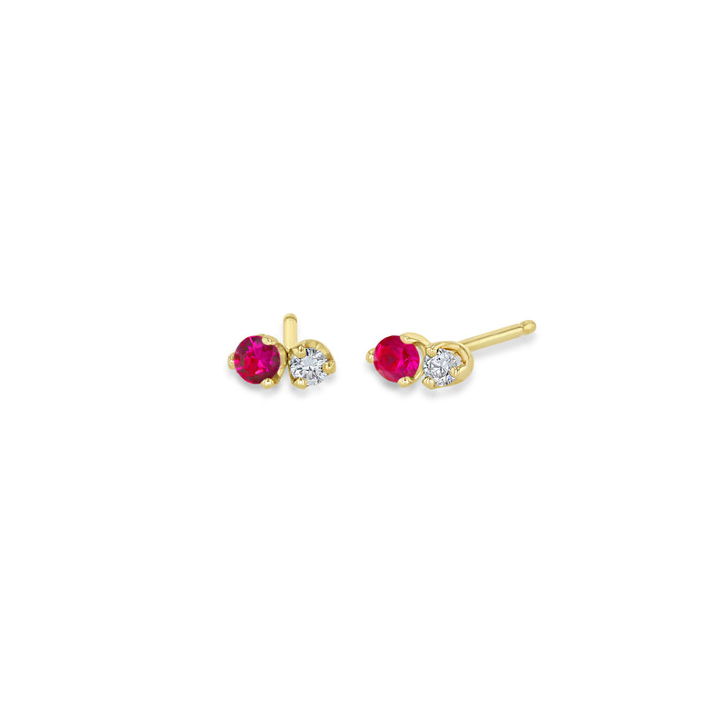 Zoë Chicco 14k Gold Mixed Prong Pink Sapphire & Diamond Stud Earrings
