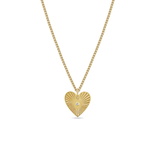 Zoë Chicco 14k Gold Medium Radiant Heart Medallion on XS Curb Chain