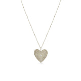 Zoë Chicco 14k White Gold Medium Radiant Heart Diamond Bezel Medallion Necklace