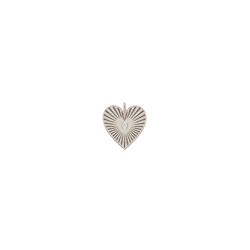 Zoë Chicco 14k White Gold Medium Radiant Heart Diamond Bezel Medallion Charm Pendant