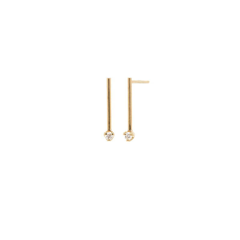 Zoë Chicco 14kt Short Bar & Prong Diamond Matchstick Earrings