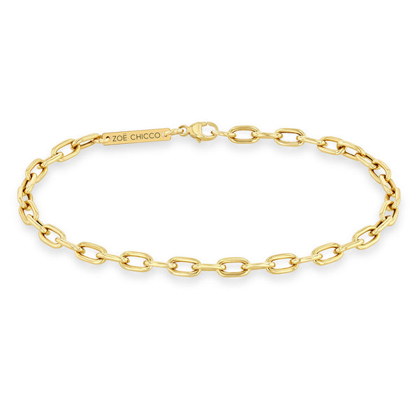 当店だけの限定モデル Gold 14k Chicco Zoë Medium Bracelet Chain Link Oval Square ホワイトゴールド
