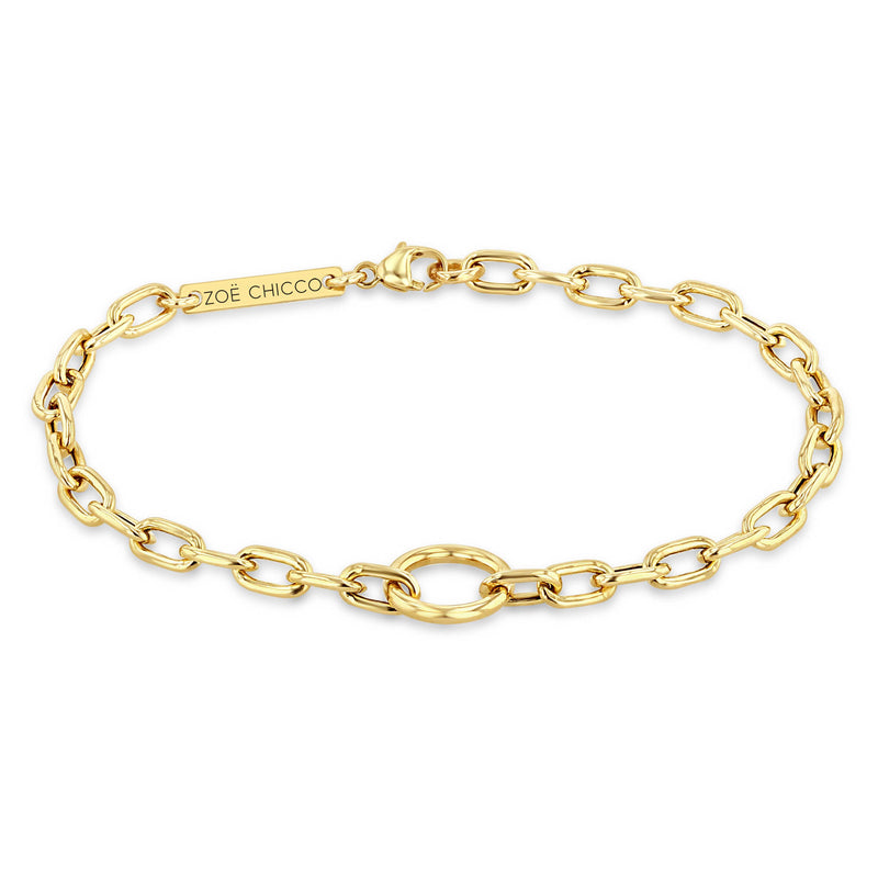 Zoë Chicco 14k Gold Circle Medium Square Oval Link Chain Bracelet