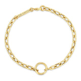 Top down view of a Zoë Chicco 14k Gold Circle Medium Square Oval Link Chain Bracelet