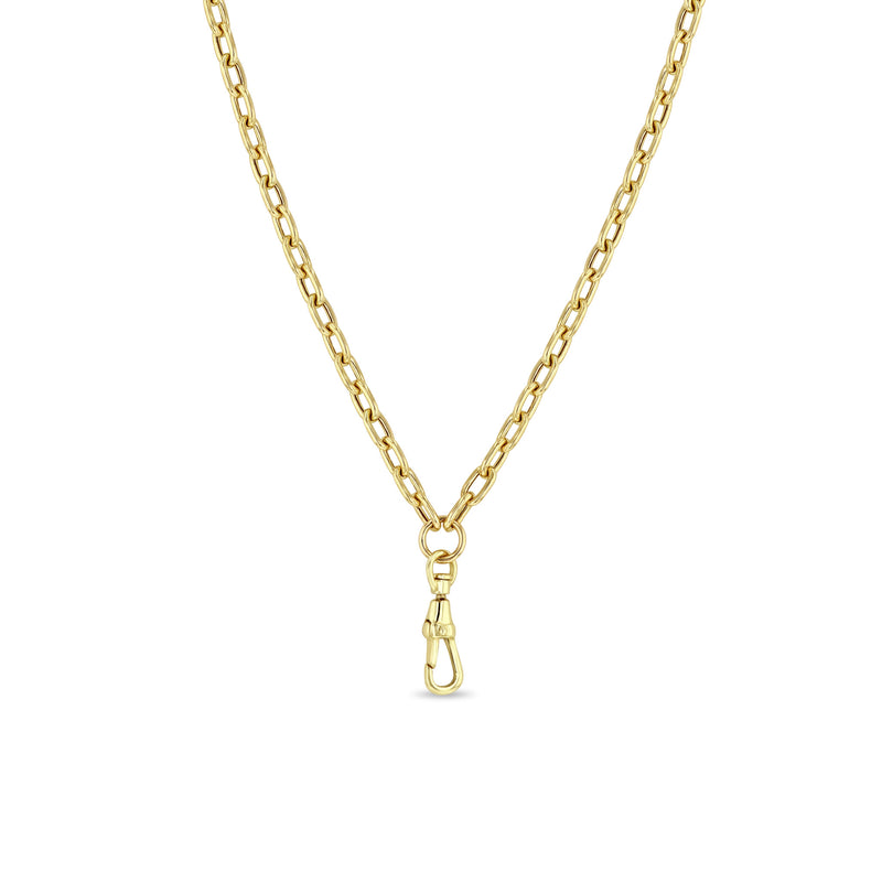 Zoë Chicco 14k Gold Medium Square Oval Chain Necklace with Fob Clasp Drop