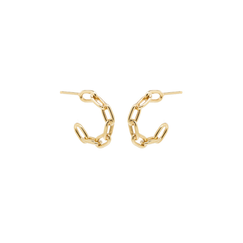 Zoë Chicco 14k Gold Medium Square Oval Link Chain Huggie Hoop Earrings ...