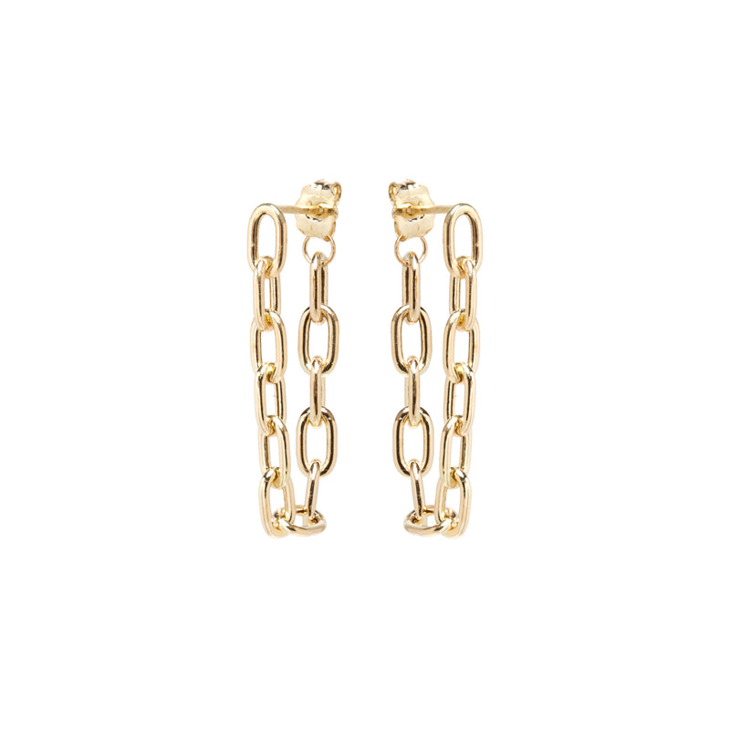 Zoë Chicco 14kt Gold Medium Square Oval Link Chain Dangle Hoop Earrings