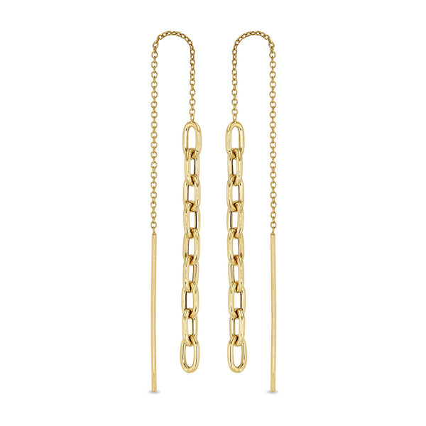 Zoë Chicco 14k Gold Medium Square Oval Link Chain Drop Threader Earrings