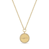 Zoë Chicco 14k Gold Medium "inspire" Disc Diamond Pendant on a Small Square Oval Chain Necklace