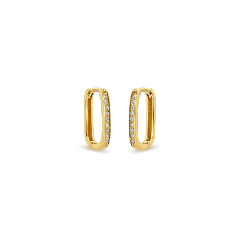 Zoë Chicco 14k Gold Pavé Diamond Thick Medium Oval Hinge Hoop Earrings