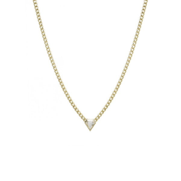 Zoë Chicco One of a Kind 14k Gold Shield Diamond on Small Curb Chain Necklace