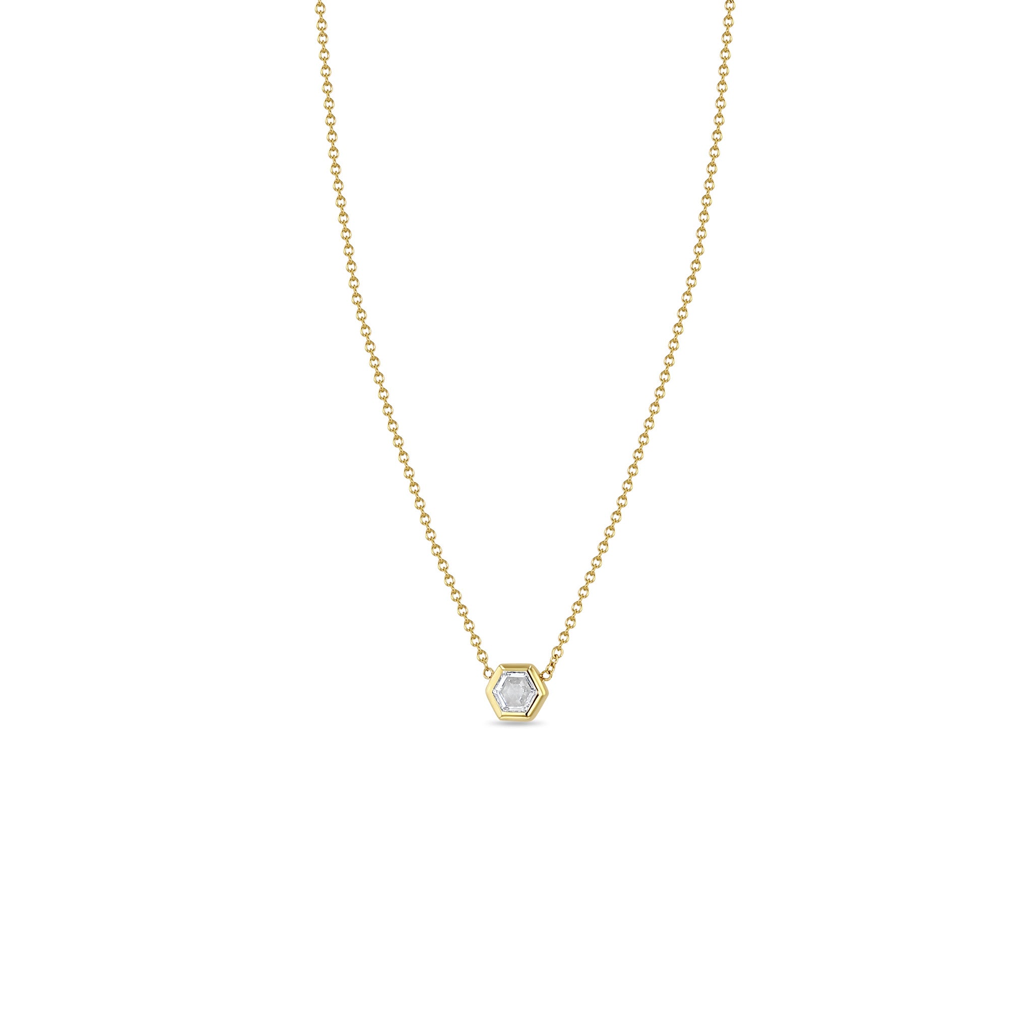Zoë Chicco One of a Kind 14k Gold Hexagon Cut Diamond Bezel Necklace