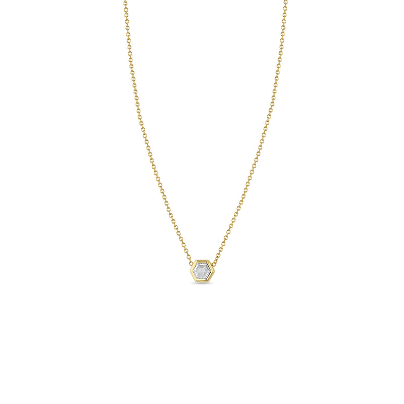 Zoë Chicco One of a Kind 14k Gold Hexagon Cut Diamond Bezel Necklace