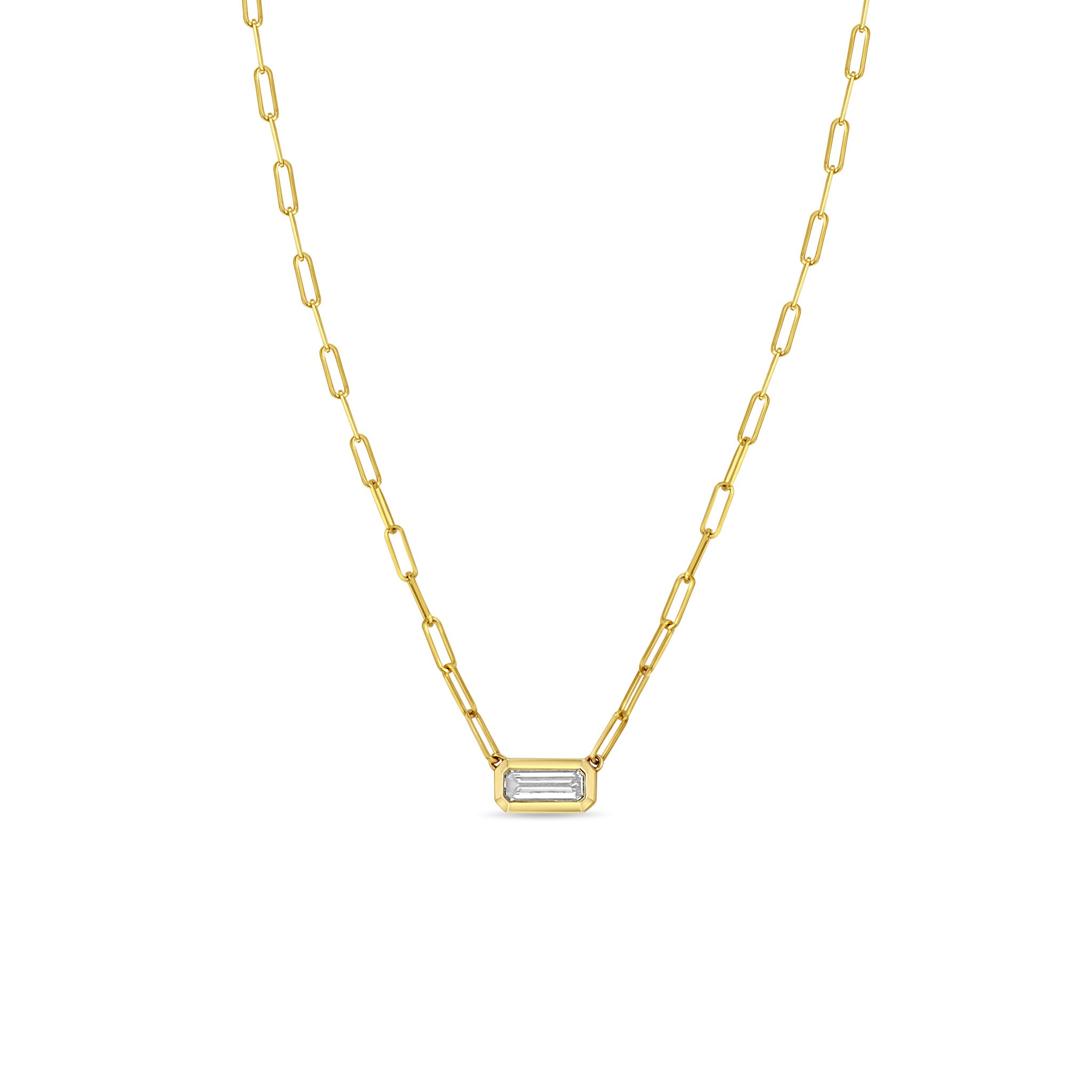 Zoë Chicco 14k Gold One of a Kind .49 ctw Baguette Diamond on Small Paperclip Chain Necklace