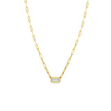 Zoë Chicco 14k Gold One of a Kind .49 ctw Baguette Diamond on Small Paperclip Chain Necklace