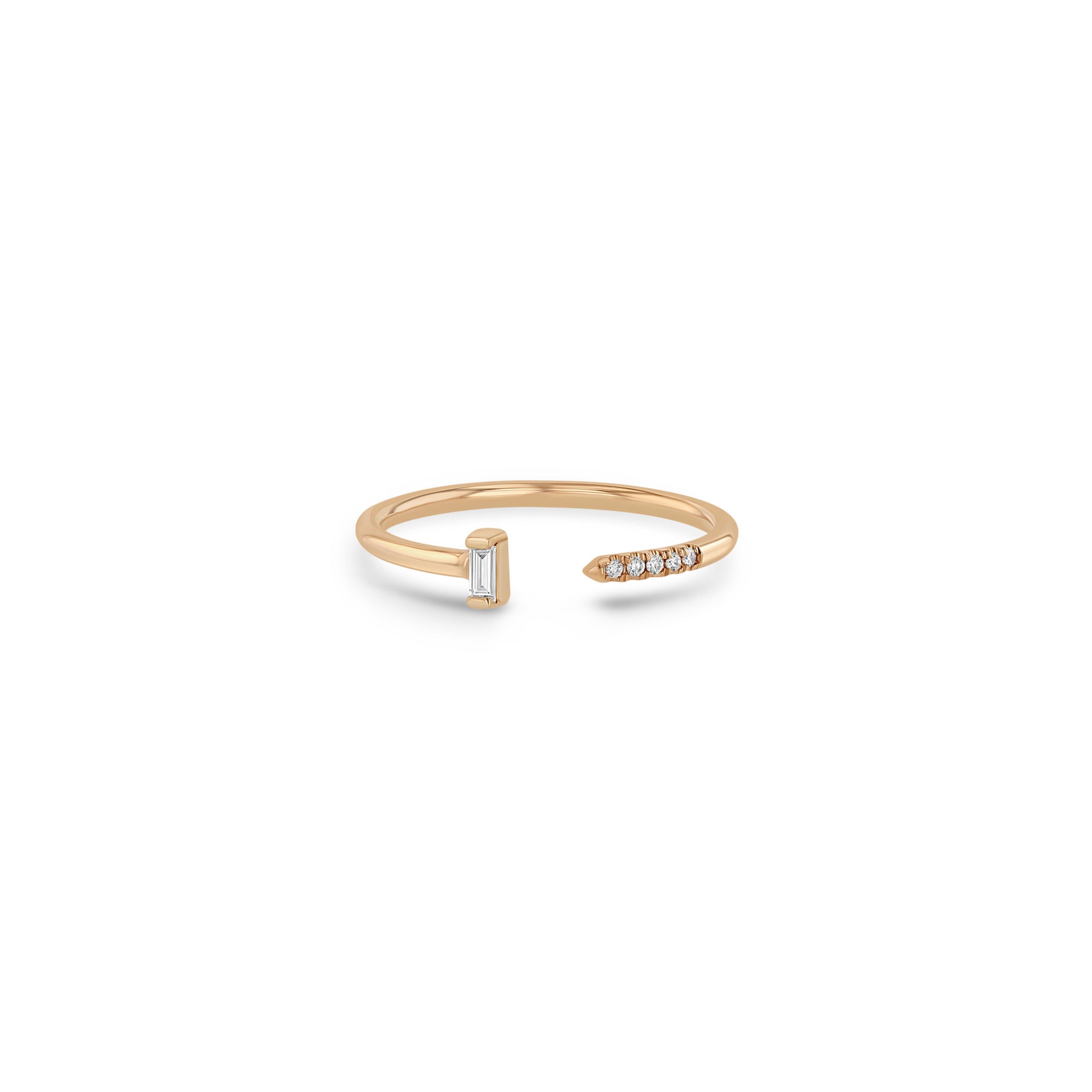 Zoë Chicco 14k Gold Vertical Baguette & Pavé Diamond Open Ring
