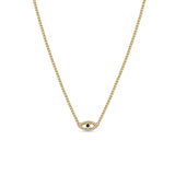 Zoë Chicco 14kt Gold Blue Sapphire & Diamond Evil Eye Curb Chain Necklace