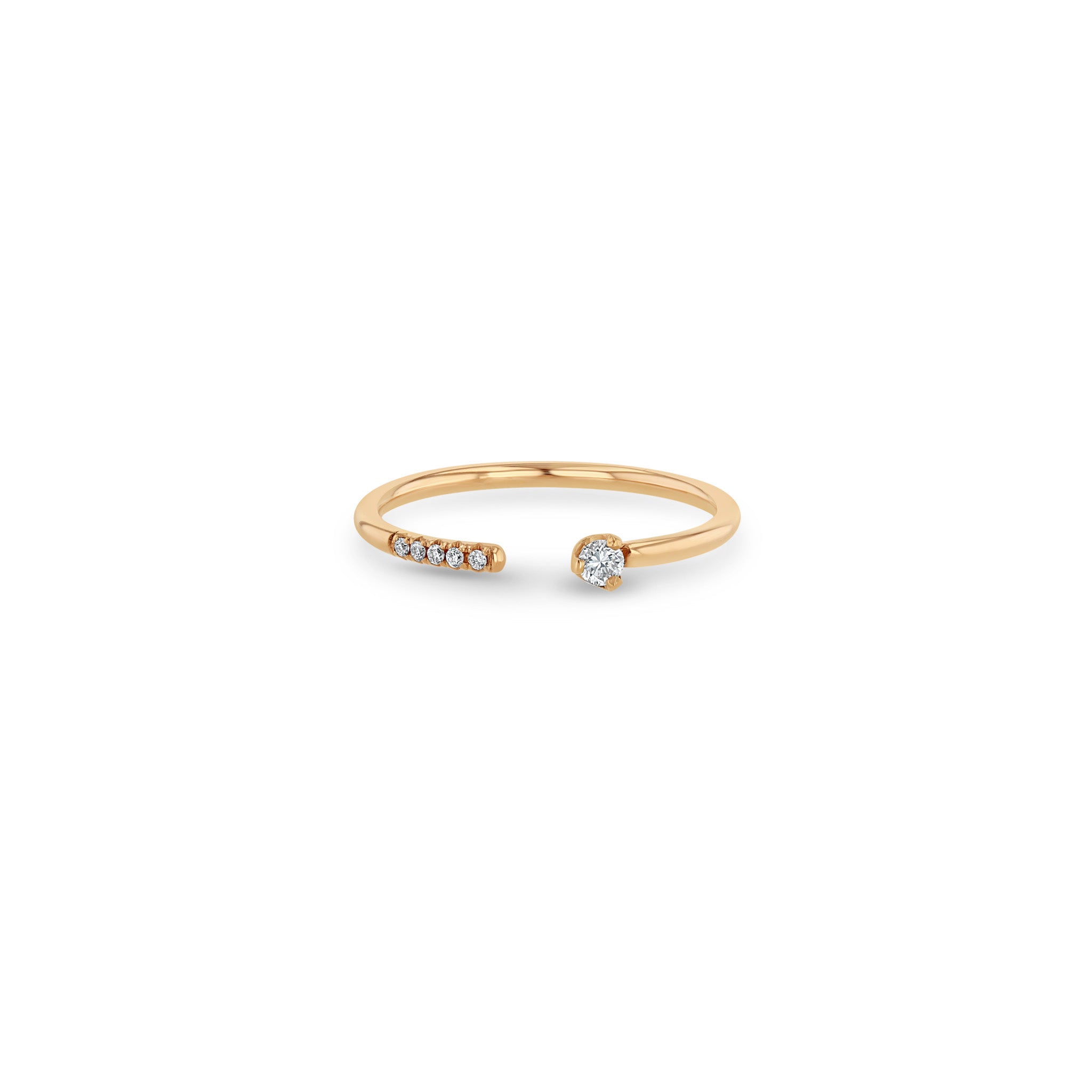 Zoë Chicco 14k Gold Prong & Pavé Diamond Open Ring