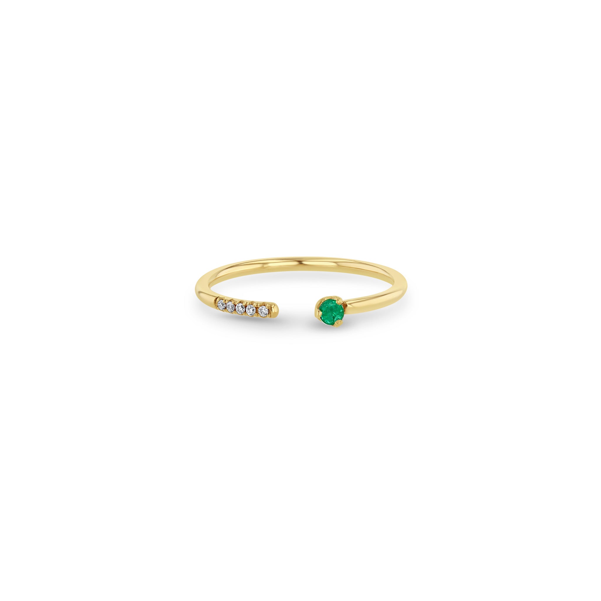 Zoë Chicco 14k Gold Prong Emerald & Pavé Diamond Open Ring
