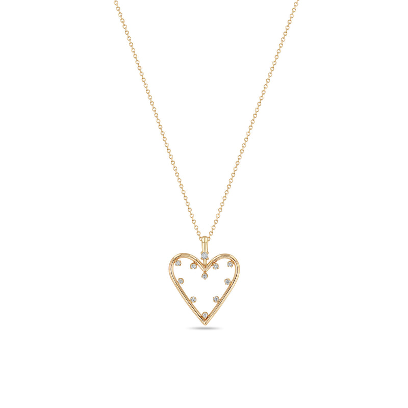 Zoë Chicco 14k Rose Gold Prong Diamond Open Heart Pendant Necklace