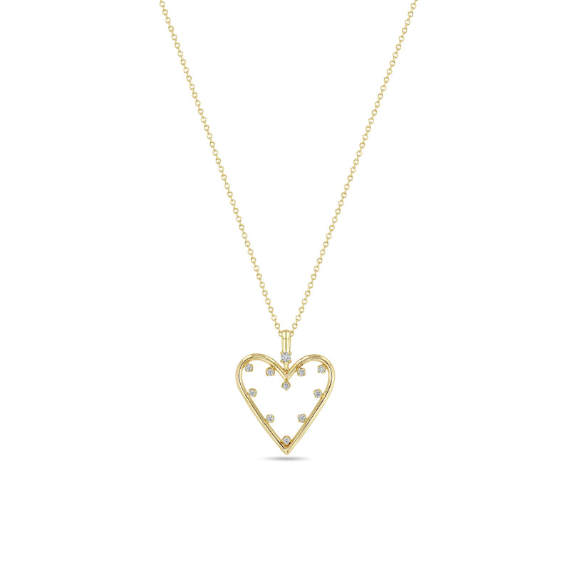 Zoë Chicco 14k Yellow Gold Prong Diamond Open Heart Pendant Necklace