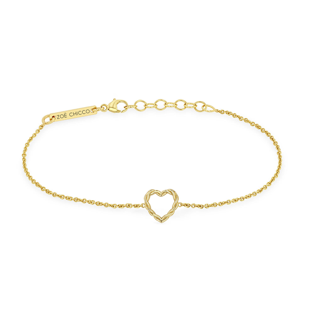 14k Gold Heart Charm Toggle Bracelet - Luxoptions