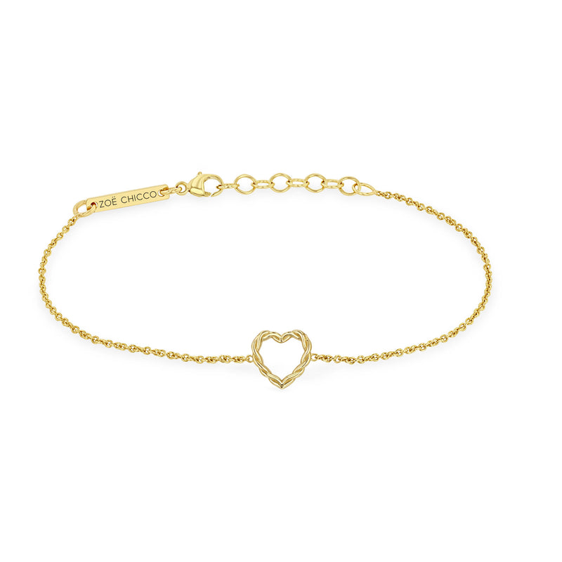 Zoë Chicco 14k Gold Small Twisted Heart Bracelet