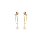 Zoë Chicco 14k Gold Prong Diamond Chain Huggie Earrings with Pearl Drop