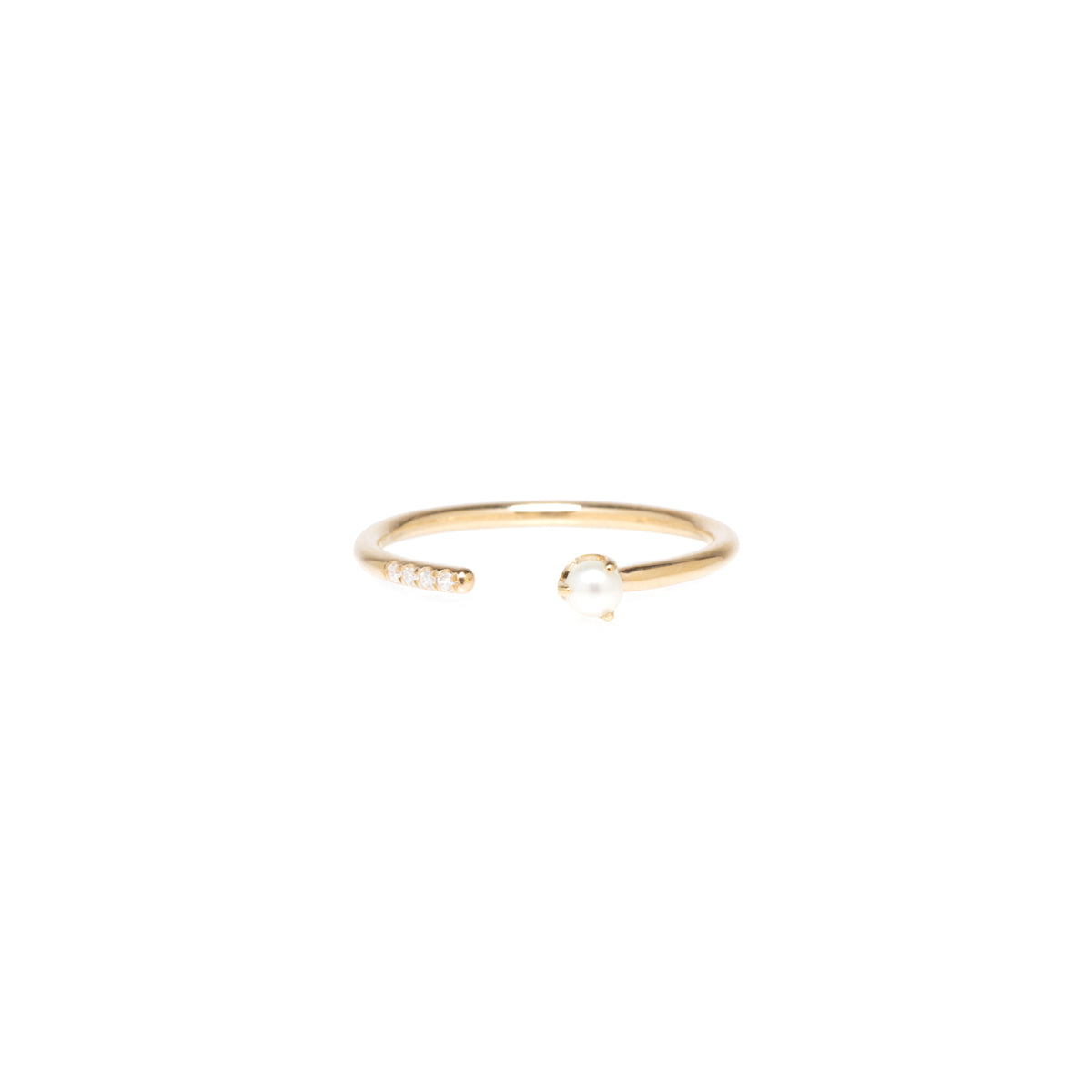 Zoë Chicco 14k Gold Tiny Pearl & Pavé Diamond Open Ring