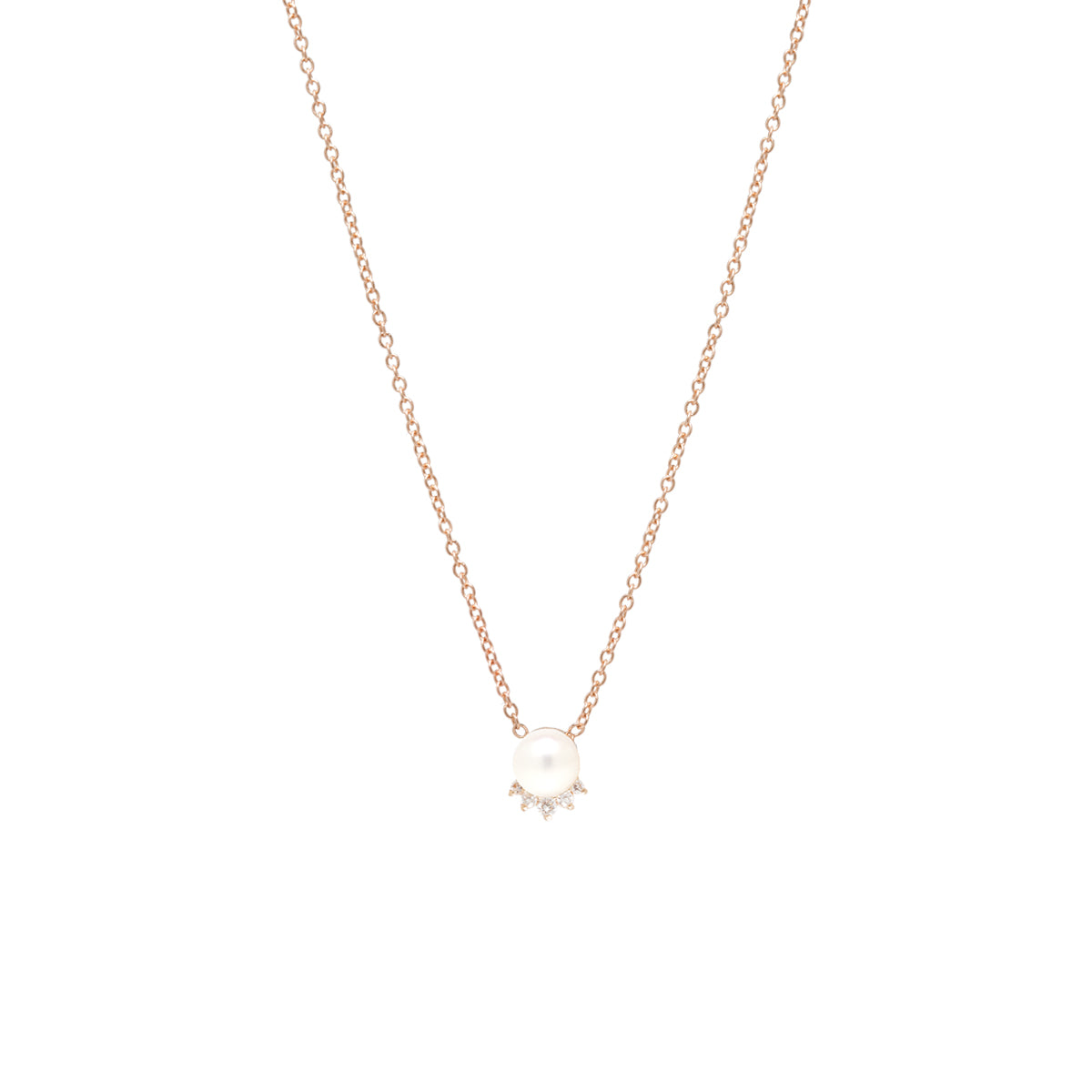 14k Pearl & Diamond Crown Necklace