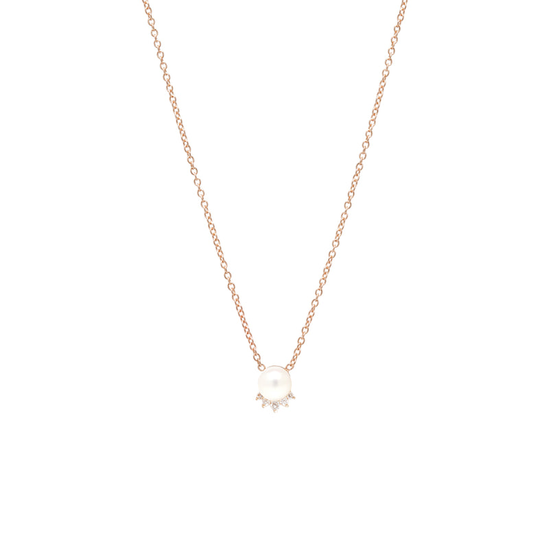 14k pearl and diamond crown necklace