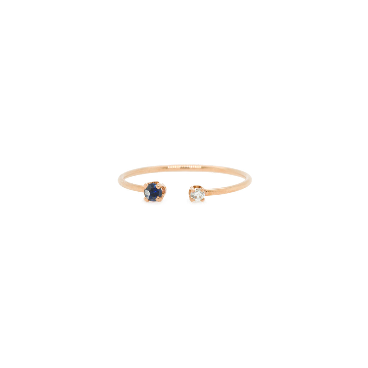 Zoë Chicco 14k Gold Prong Diamond & Blue Sapphire Ring
