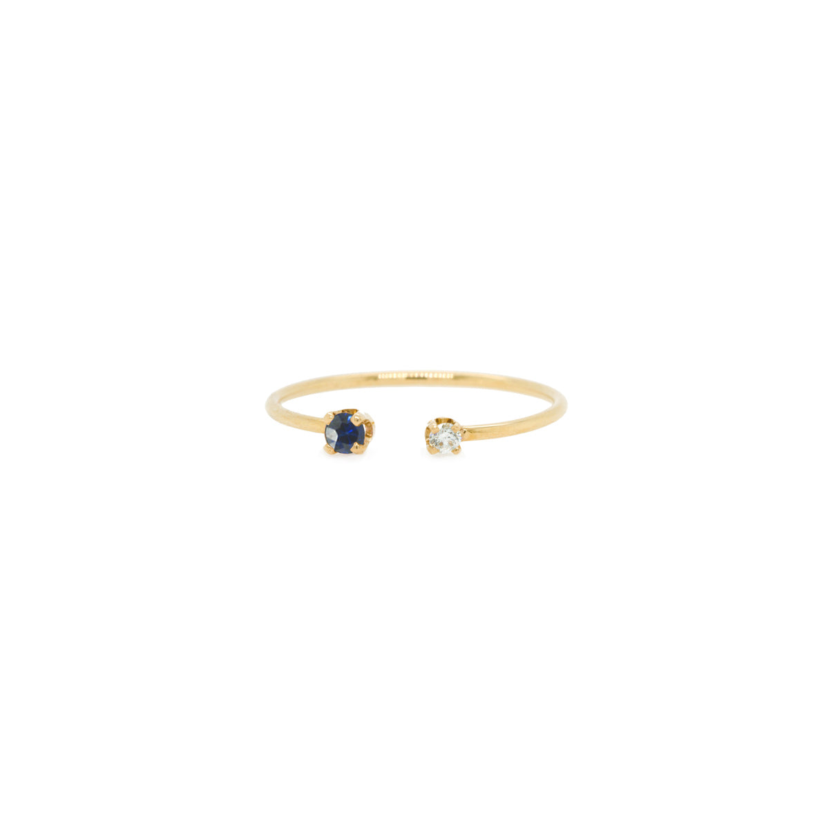 Zoë Chicco 14k Gold Prong Diamond & Blue Sapphire Ring