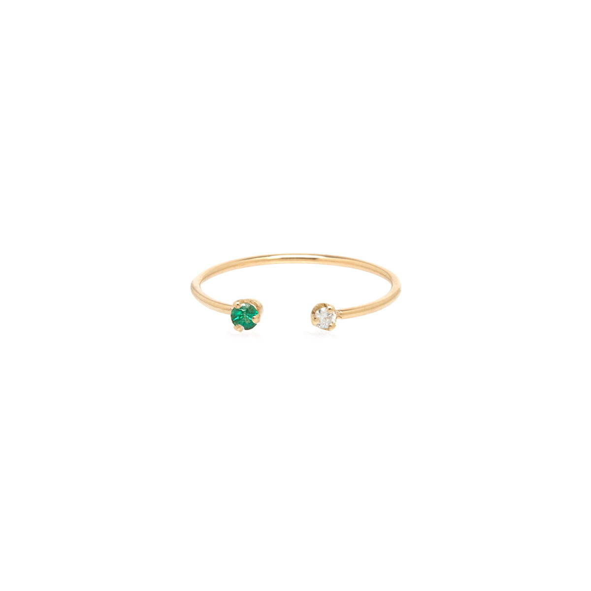 Zoë Chicco 14k Gold Prong Emerald & Diamond Open Ring