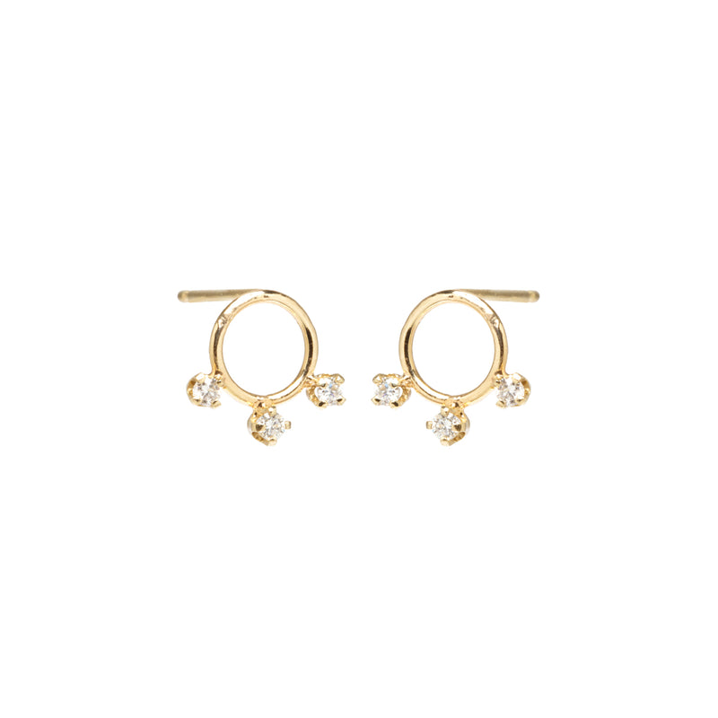 Zoë Chicco 14k Gold 3 Prong Diamond Circle Stud Earrings