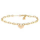 Zoe Chicco 14kt Gold Star Set Diamond Heart Padlock Bracelet