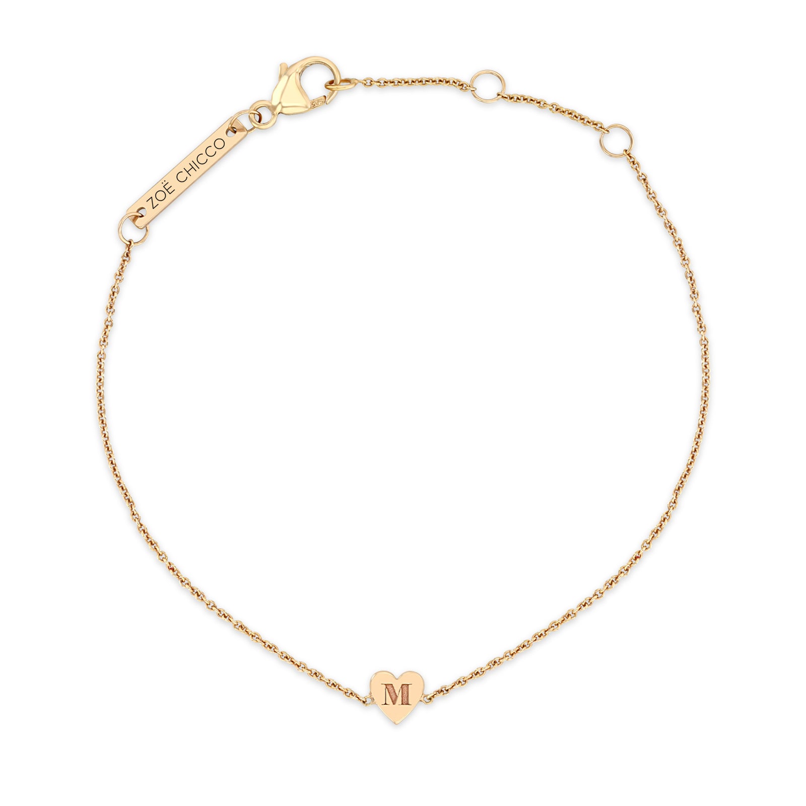 Zoe Chicco 14k Gold Personalized Initial Letter Heart Bracelet ZOE CHICCO
