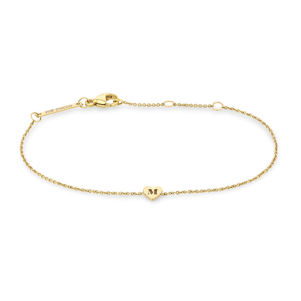 Zoë Chicco 14kt Gold Gold Initial Heart Bracelet