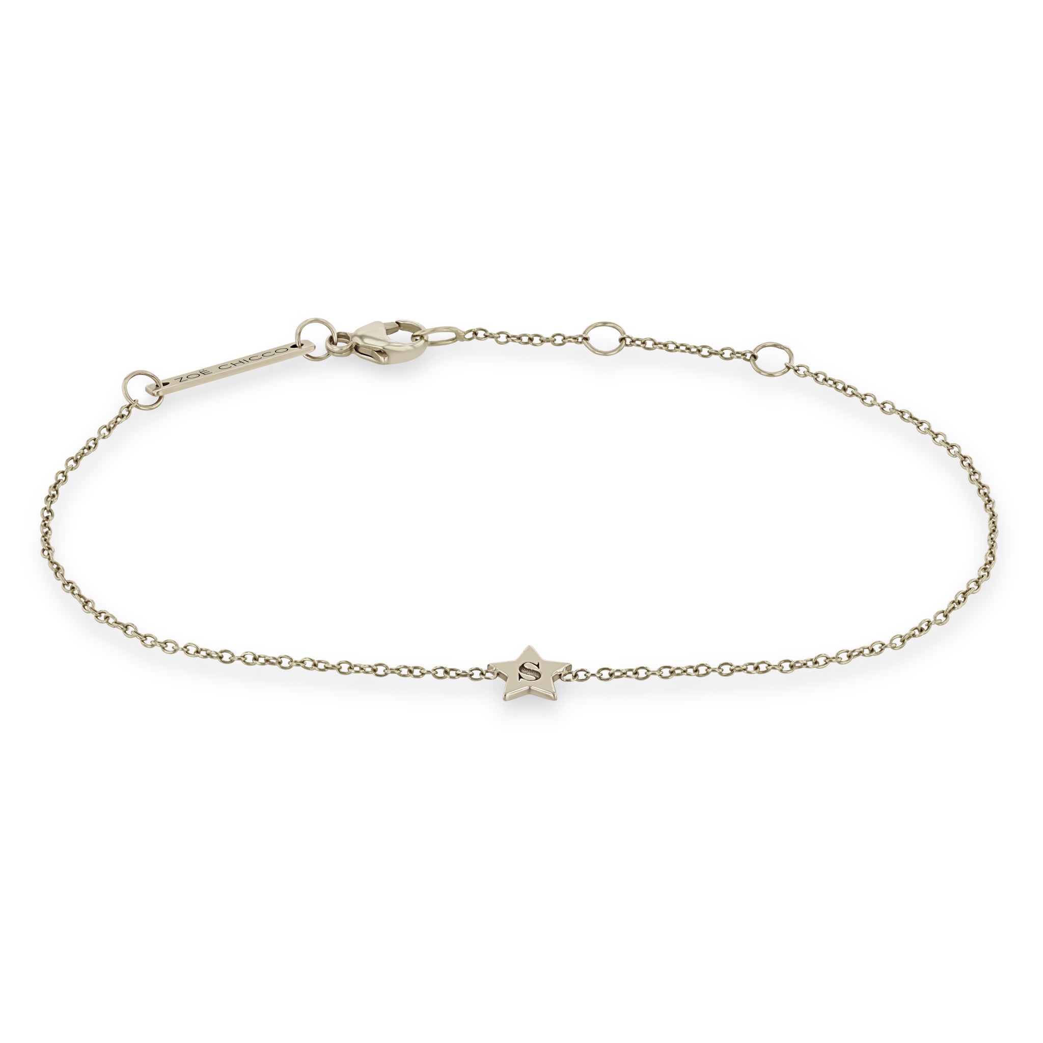 Zoë Chicco 14kt Gold Initial Star Bracelet