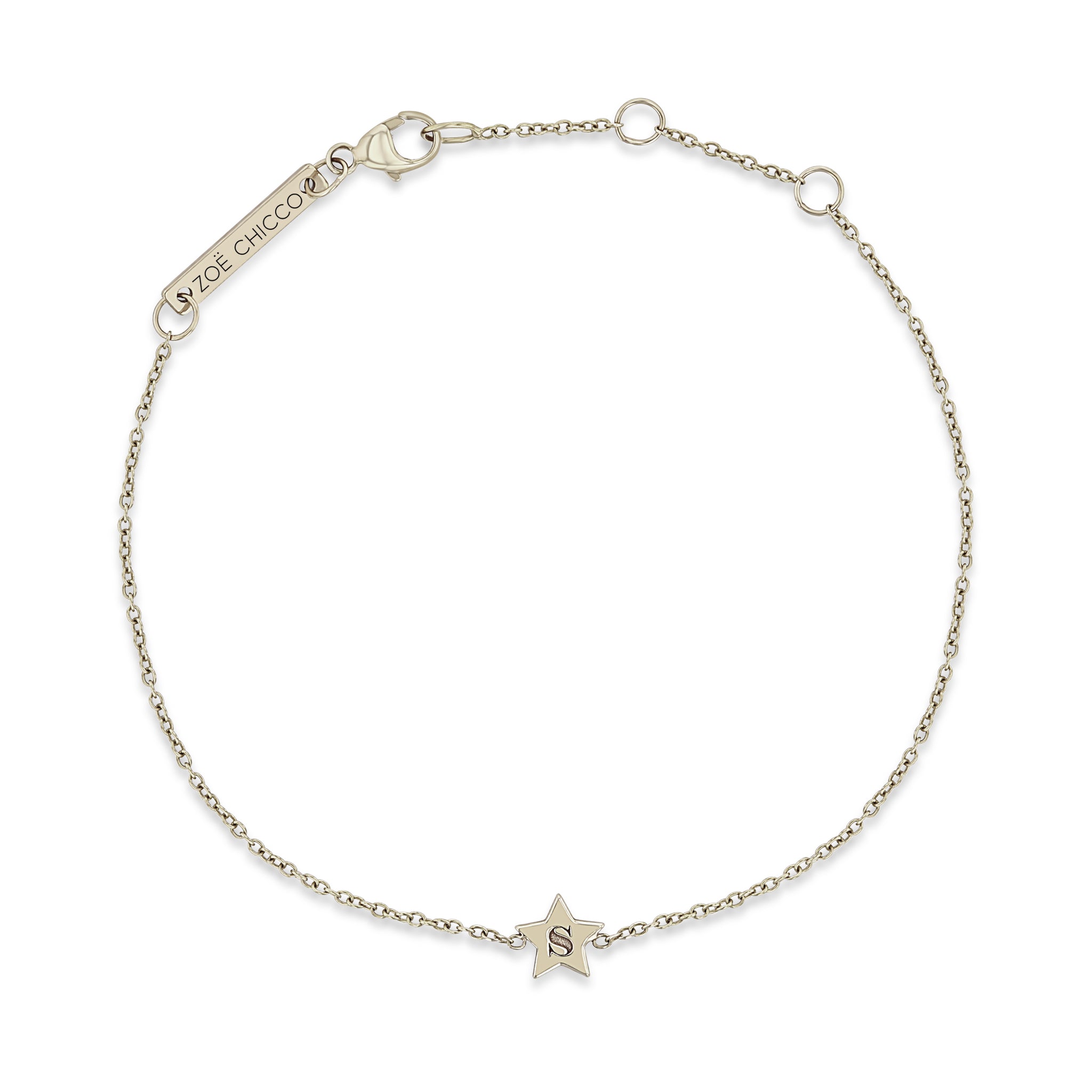 Zoë Chicco 14kt Gold Initial Star Bracelet
