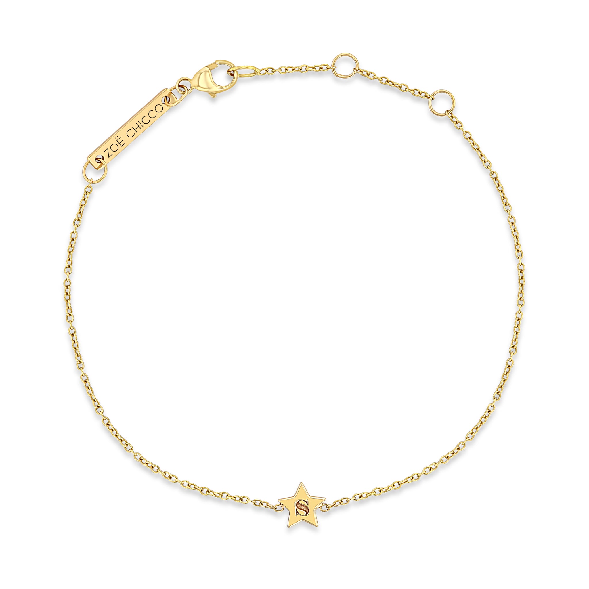 Zoë Chicco 14kt Gold Initial Star Bracelet