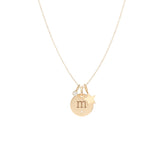 14k Initial Disc Charm Necklace with Star & Diamond