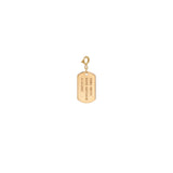 14k Vertical Text Small Dog Tag Charm on Spring Ring