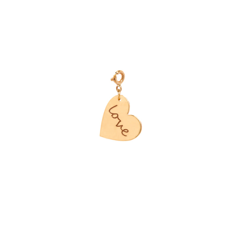 Zoë Chicco 14kt Gold LOVE Medium Heart Charm Pendant with Spring Ring