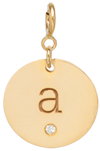 14k Initial & Diamond Medium Disc Charm on Spring Ring