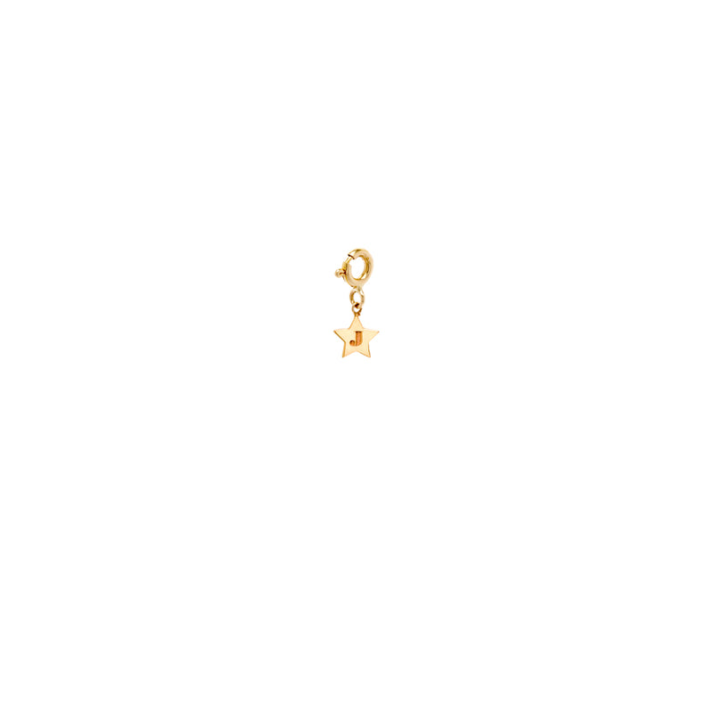 14k Initial Star Charm on Spring Ring