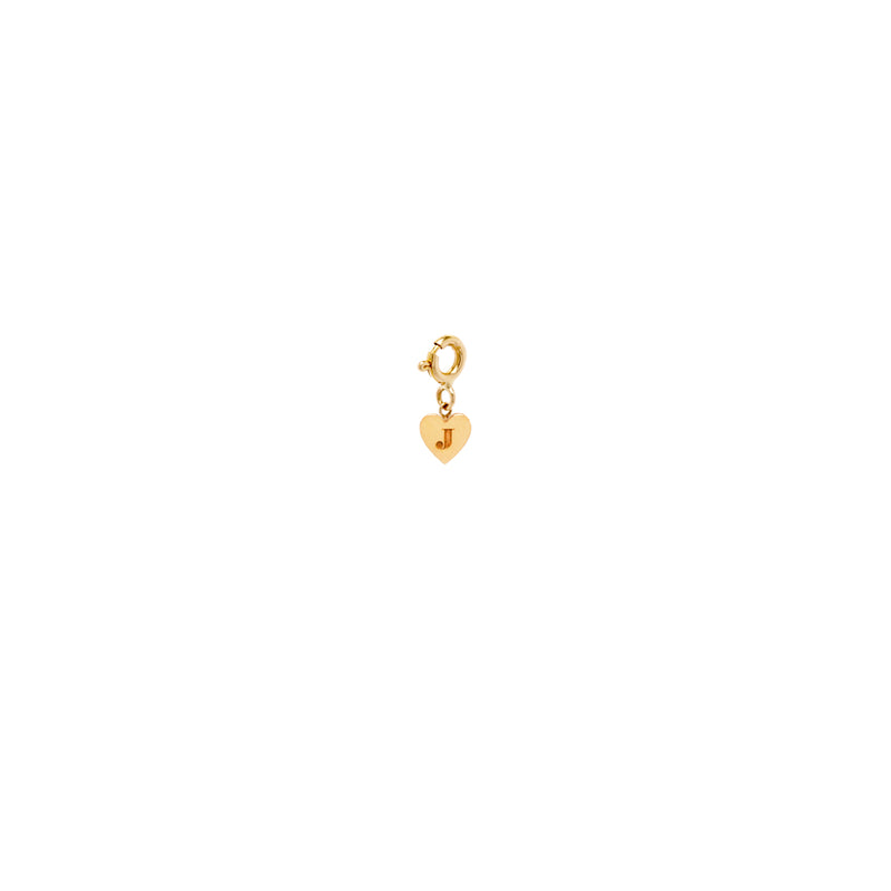 14k Initial Heart Charm on Spring Ring
