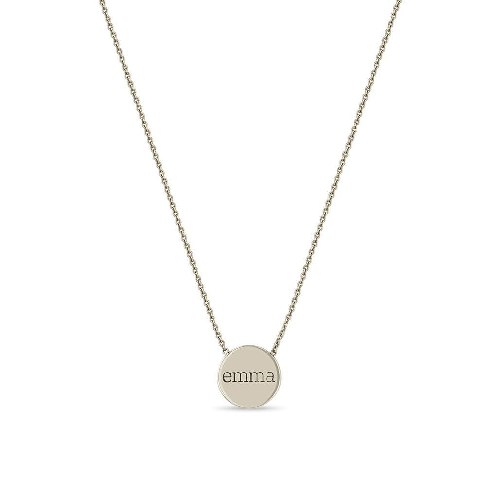 Engraved Initial Disc Necklace with Diamond Bezels - Freedman Jewelers